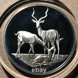 1971 Franklin Mint East African Impalas. 925 Silver Proof Medal