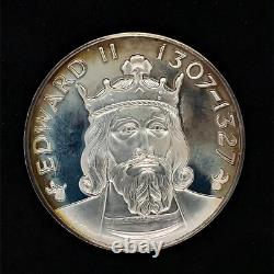 1971 Franklin Mint Edward II 1307-1327.925 Silver Proof Art Medal 45mm 38.8 Gr