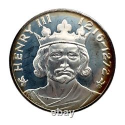 1971 Franklin Mint-Henry III 1216-1272.925 Silver Proof Art Medal 45mm 39.1 Gr