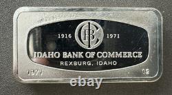 1971 Franklin Mint IDAHO BANK OF COMMERCE Rexburg STERLING SILVER Bar EST. 1916