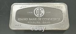 1971 Franklin Mint IDAHO BANK OF COMMERCE Rexburg STERLING SILVER Bar EST. 1916