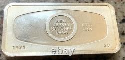 1971, Franklin Mint, New Jersey National Bank, 1000 Grains Solid Siver Bar #107