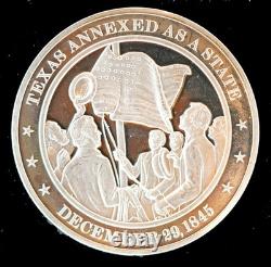 1971 Franklin Mint Proof #0062 1845 Texas Becomes a State 41g Sterling Silver