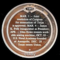 1971 Franklin Mint Proof #0062 1845 Texas Becomes a State 41g Sterling Silver