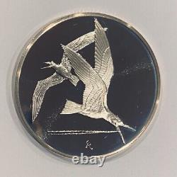 1971 Franklin Mint Robert Bird Black Skimmers. 925 Silver 2. Oz Proof Medal