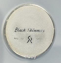 1971 Franklin Mint Robert Bird Black Skimmers. 925 Silver 2. Oz Proof Medal