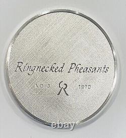1971 Franklin Mint Robert Bird Ringnecked Pheasants. 925 2 Oz Silver Proof Medal