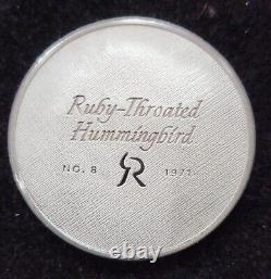 1971 Franklin Mint Robert Bird Ruby-Throated Hummingbird 2 oz. 925 Silver Medal