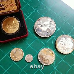 1971 Franklin Mint Robert Birds 2 Ounce Sterling Silver Proof Medal, + others