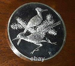 1971 Franklin Mint Robert Birds Roadrunner 2 Ounce Sterling Silver Proof Medal