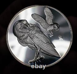 1971 Franklin Mint Roberts Birds Barn Owls #25 925 Silver art bar round C1633