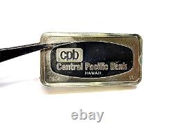 1971 Franklin Mint Sterling Silver Central Pacific Bank Hawaii Ingot Bar