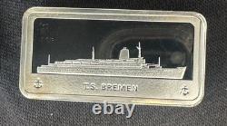 1971 Franklin Mint TS BREMEN Hapag-Lloyd WEST GERMANY SHIP Sterling Silver Bar