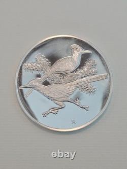 1971 Roadrunner 2oz Solid Sterling Silver Medal Franklin Mint Roberts Birds