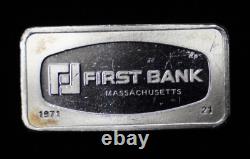 1971 Vintage First Bank Massachusetts Franklin Mint 925 Silver Art Bar C1374