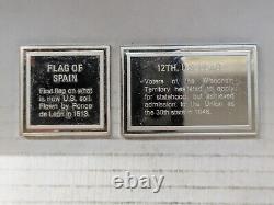 1972 1973 Franklin Mint 92.5% Silver Flag Art Bars Spain + 12th U. S. 123g