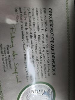 1972,73,74 St. Patrick's Day Proof. 999 Silver Medal & Cachet Franklin Mint