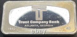 1972 Atlanta Georgia Trust Company Bank Franklin Mint 2 oz. 925 Silver Art Bar