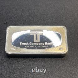 1972 Atlanta Georgia Trust Company Bank Franklin Mint 2 oz. 925 Silver Art Bar