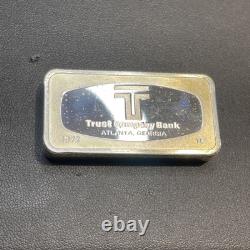 1972 Atlanta Georgia Trust Company Bank Franklin Mint 2 oz. 925 Silver Art Bar