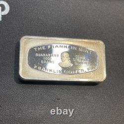 1972 Atlanta Georgia Trust Company Bank Franklin Mint 2 oz. 925 Silver Art Bar