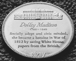 1972 FIRST LADY Dolley Madison DEEP CAMEO PROOF STERLING Silver ART ROUND 32.9g