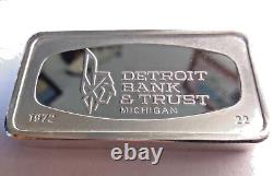 1972 FRANKLIN MINT Detroit Bank/Trust Michigan 2oz+ Sterling Silver Ingot-Bar