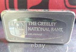 1972 FRANKLIN MINT Greeley National Bank Colorado 2oz+ Sterling Silver Bar