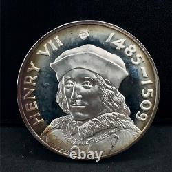1972 Franklin Mint-Henry VII 1485-1509.925 Silver Proof Art Medal 45mm 38.6 Gr
