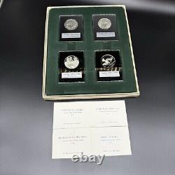 1972 Franklin Mint Holiday Medals Set 4 Sterling Silver Proofs In Box/w Stands