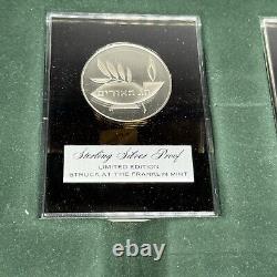 1972 Franklin Mint Holiday Medals Set 4 Sterling Silver Proofs In Box/w Stands