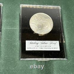 1972 Franklin Mint Holiday Medals Set 4 Sterling Silver Proofs In Box/w Stands