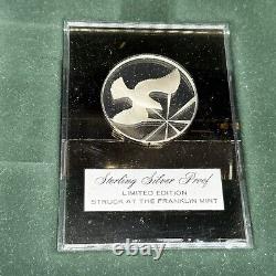 1972 Franklin Mint Holiday Medals Set 4 Sterling Silver Proofs In Box/w Stands
