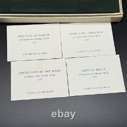 1972 Franklin Mint Holiday Medals Set 4 Sterling Silver Proofs In Box/w Stands