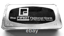 1972 Franklin Mint National Bank Amarillo Texas 2oz+ Sterling Silver Ingot-Bar