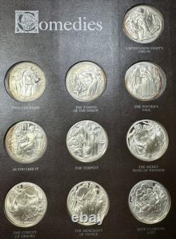 1972 Franklin Mint Silver Shakespeare Medals Set 38 1st Edition 1.25 oz each