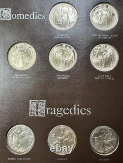 1972 Franklin Mint Silver Shakespeare Medals Set 38 1st Edition 1.25 oz each