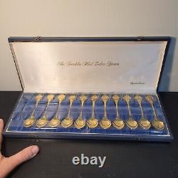 1972 Franklin Mint Sterling SET (11)of(12) ZODIAC SPOONS withLEATHER CASE No Leo