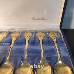 1972 Franklin Mint Sterling SET (11)of(12) ZODIAC SPOONS withLEATHER CASE No Leo