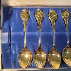 1972 Franklin Mint Sterling SET (11)of(12) ZODIAC SPOONS withLEATHER CASE No Leo