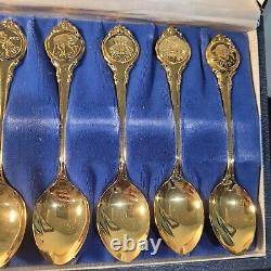 1972 Franklin Mint Sterling SET (11)of(12) ZODIAC SPOONS withLEATHER CASE No Leo