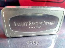 1972 Franklin Mint Valley Bank Las Vegas Nevada 2oz+ Sterling Silver Ingot-Bar