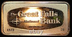 1972 Great Falls National Bank Montana Franklin Mint 2oz 925 Silver bar C3828