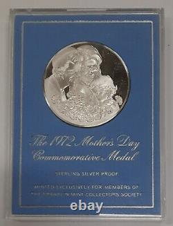 1972 Proof Franklin Mint. 925 Silver Mothers Day Commemorative Medal