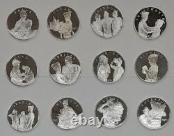 1972 Rockwell/Boy Scouts. 925 Silver 12 Medal Set by Franklin Mint in Capsules