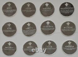 1972 Rockwell/Boy Scouts. 925 Silver 12 Medal Set by Franklin Mint in Capsules