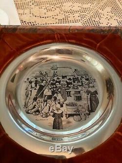 1972 Solid Sterling Silver Franklin Mint- First Annual Thanksgiving Plate