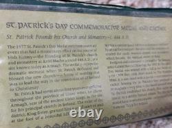 1972 St. Patrick's Day Proof. 999 Silver Medal & Cachet in Franklin Mint Folder