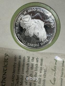 1972 St. Patrick's Day Proof. 999 Silver Medal & Cachet in Franklin Mint Folder
