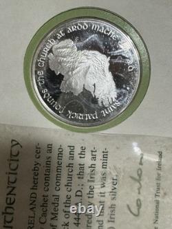 1972 St. Patrick's Day Proof. 999 Silver Medal & Cachet in Franklin Mint Folder